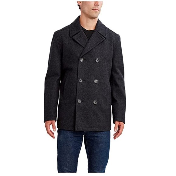 NWT Nautica Men Classic Double Breasted Wool Pea Coat Charcoal Size S $200 8C014 - Picture 5 of 5